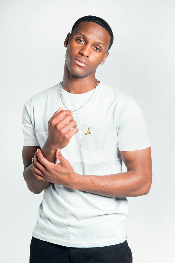 Mens Blue And White Stripe T-Shirt With Chest Pocket