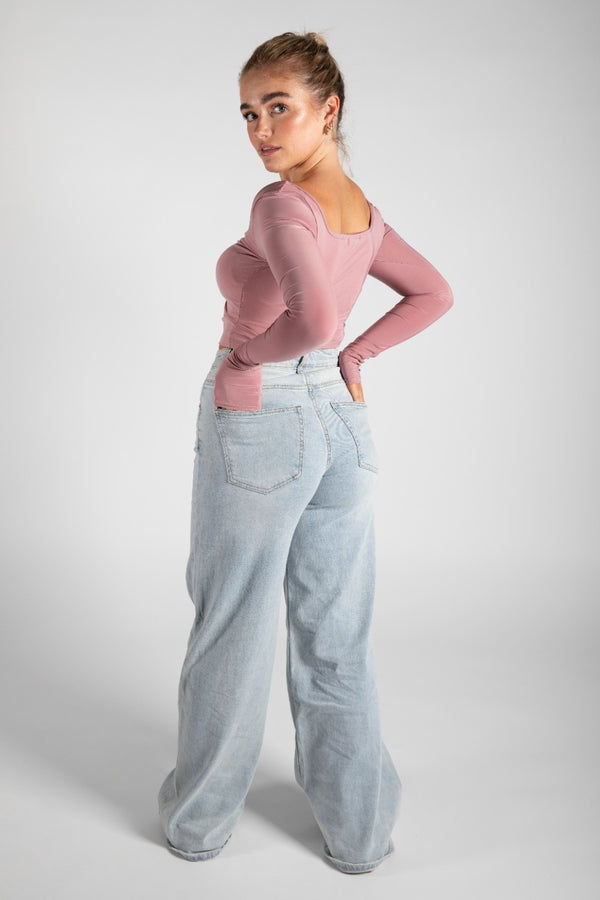 Pink Slinky Ruched Cut Out Crop Top