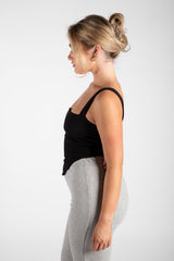 Black Structured Crop Vest Top 