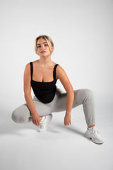 Black Structured Crop Vest Top 