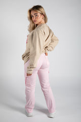 Beige Chicago Oversized Graphic Sweatshirt