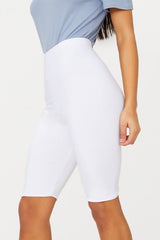 White Basic High Waisted Cycle Shorts