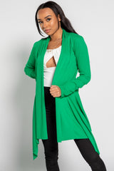 Jade Green Ribbed Waterfall Cardigan