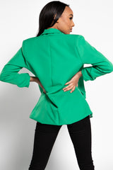 Green Ruched Sleeve Blazer