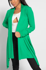 Jade Green Ribbed Waterfall Cardigan