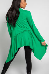Jade Green Ribbed Waterfall Cardigan