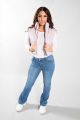 Lilac Faux Leather Cropped Gilet