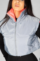 Grey Reversible Crop Padded Gilet 