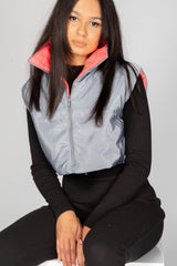 Grey Reversible Crop Padded Gilet 