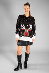 Black Reindeer Knitted Christmas Jumper