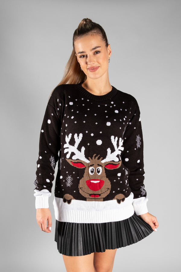 Black Reindeer Knitted Christmas Jumper