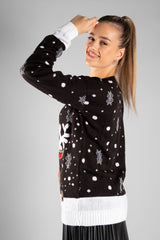 Black Reindeer Knitted Christmas Jumper