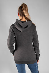 Dark Grey Pullover Pocket Detail Hoodie