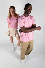 Unisex Pink Basic Crew Neck T-Shirt