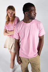 Unisex Pink Basic Crew Neck T-Shirt