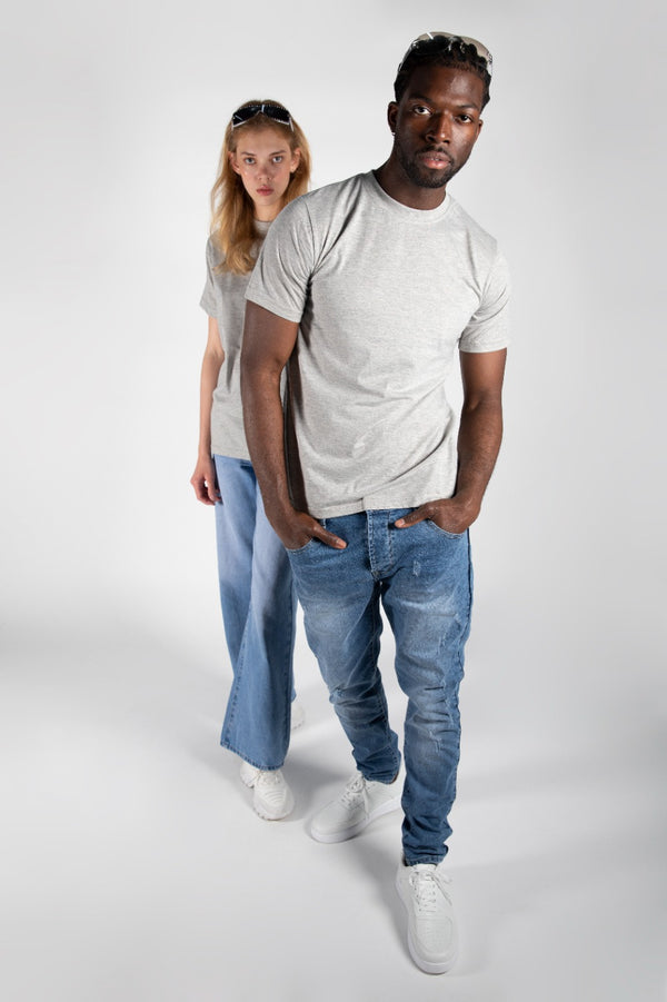 Unisex Grey Basic Crew Neck T-Shirt