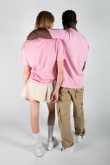 Unisex Pink Basic Crew Neck T-Shirt