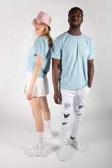 Unisex Blue Basic Crew Neck T-Shirt