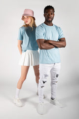 Unisex Blue Basic Crew Neck T-Shirt