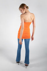 Orange Midi 90s Bandeau Dress