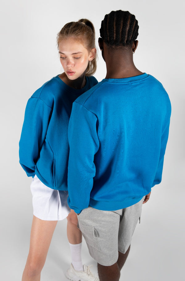 Unisex Blue Basic Pullover Jumper 