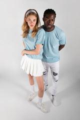 Unisex Blue Basic Crew Neck T-Shirt