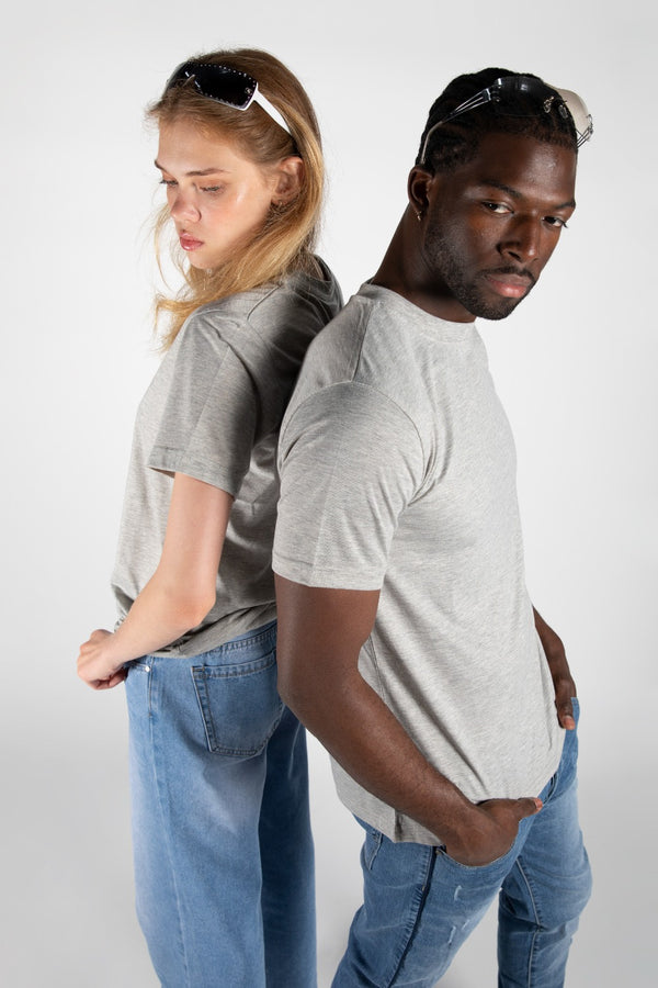 Unisex Grey Basic Crew Neck T-Shirt