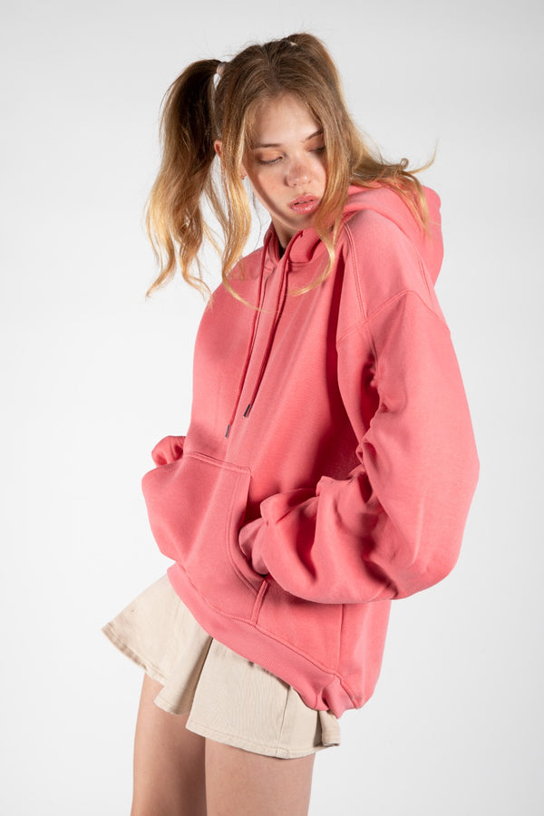 Baby Pink Oversized Ruched Sleeves Hoodie