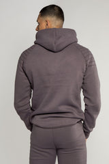 Mens Charcoal Grey Pipe Detail Hooded Zip Tracksuit