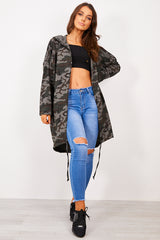 Camo Sequin Angel Wings Hooded Cardigan
