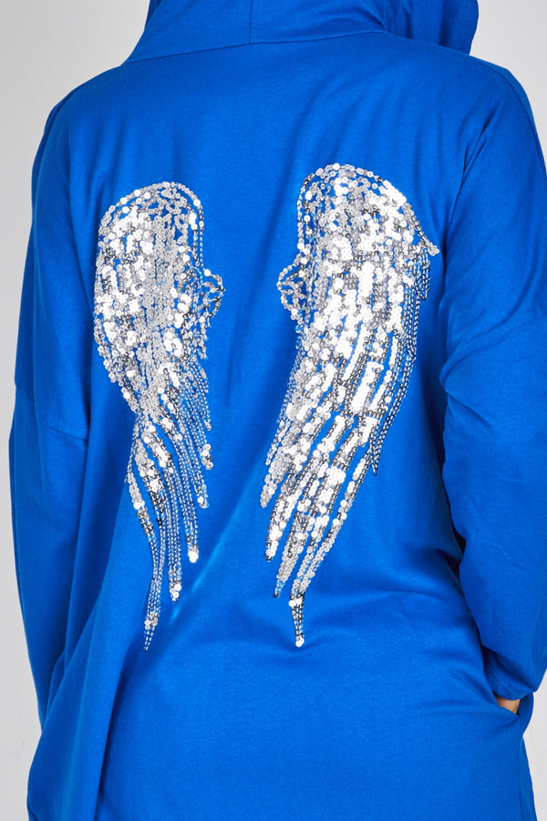 Royal Sequin Angel Wings Hooded Cardigan