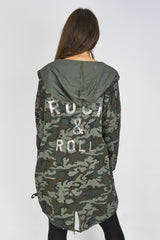 Camo Sequin Rock And Roll Hooded Cardigan