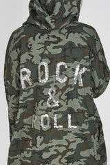Camo Sequin Rock And Roll Hooded Cardigan