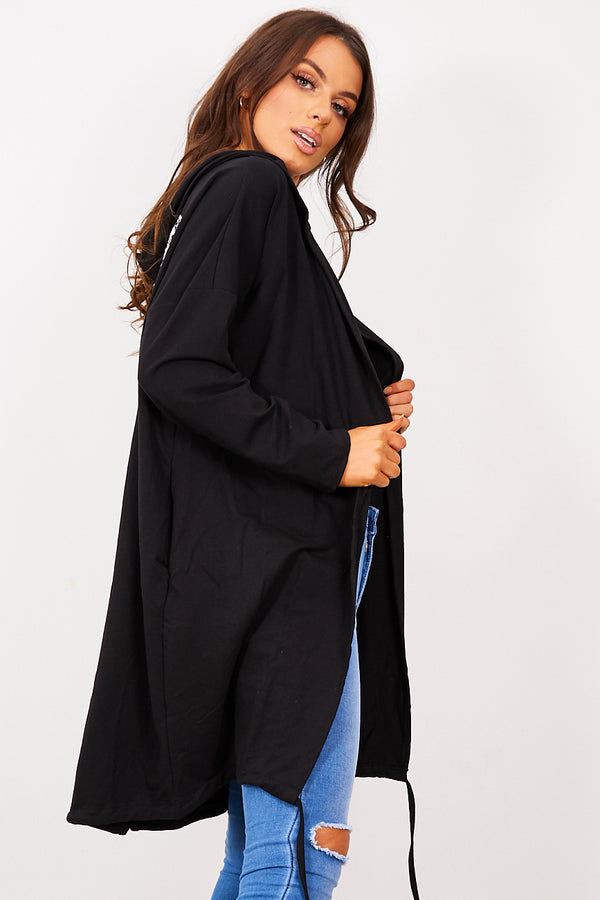 Black Sequin Angel Wings Hooded Cardigan