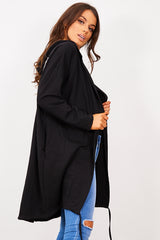 Black Sequin Angel Wings Hooded Cardigan