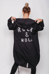 Black Sequin Rock And Roll Hooded Cardigan