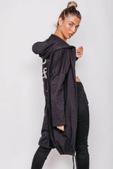 Black Sequin Rock And Roll Hooded Cardigan