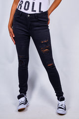 Black Extreme Rip Skinny Jeans