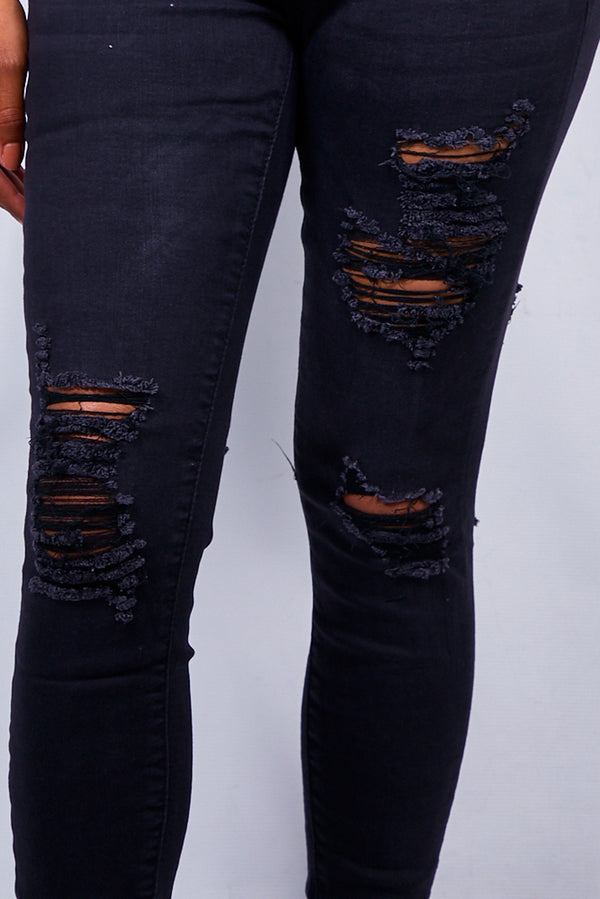 Black Extreme Rip Skinny Jeans