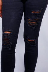 Black Extreme Rip Skinny Jeans