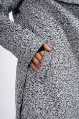 Grey Marl Textured waterfall Belted Coat