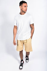 Mens Beige Basic Jogger Shorts