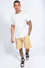 Mens Beige Basic Jogger Shorts