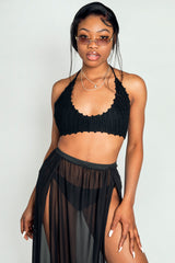 Black Crochet Halter Neck Bikini