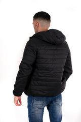 Mens Black Lightweight Puffer Rain Jacket