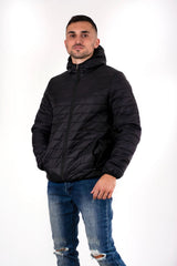 Mens Black Lightweight Puffer Rain Jacket