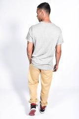 Mens Grey Floral Woven Pocket Tee