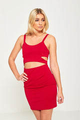 Wine Cut Out Bodycon Mini Dress