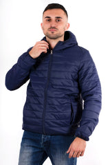 Mens Navy Lightweight Puffer Rain Jacket