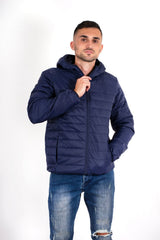 Mens Navy Lightweight Puffer Rain Jacket